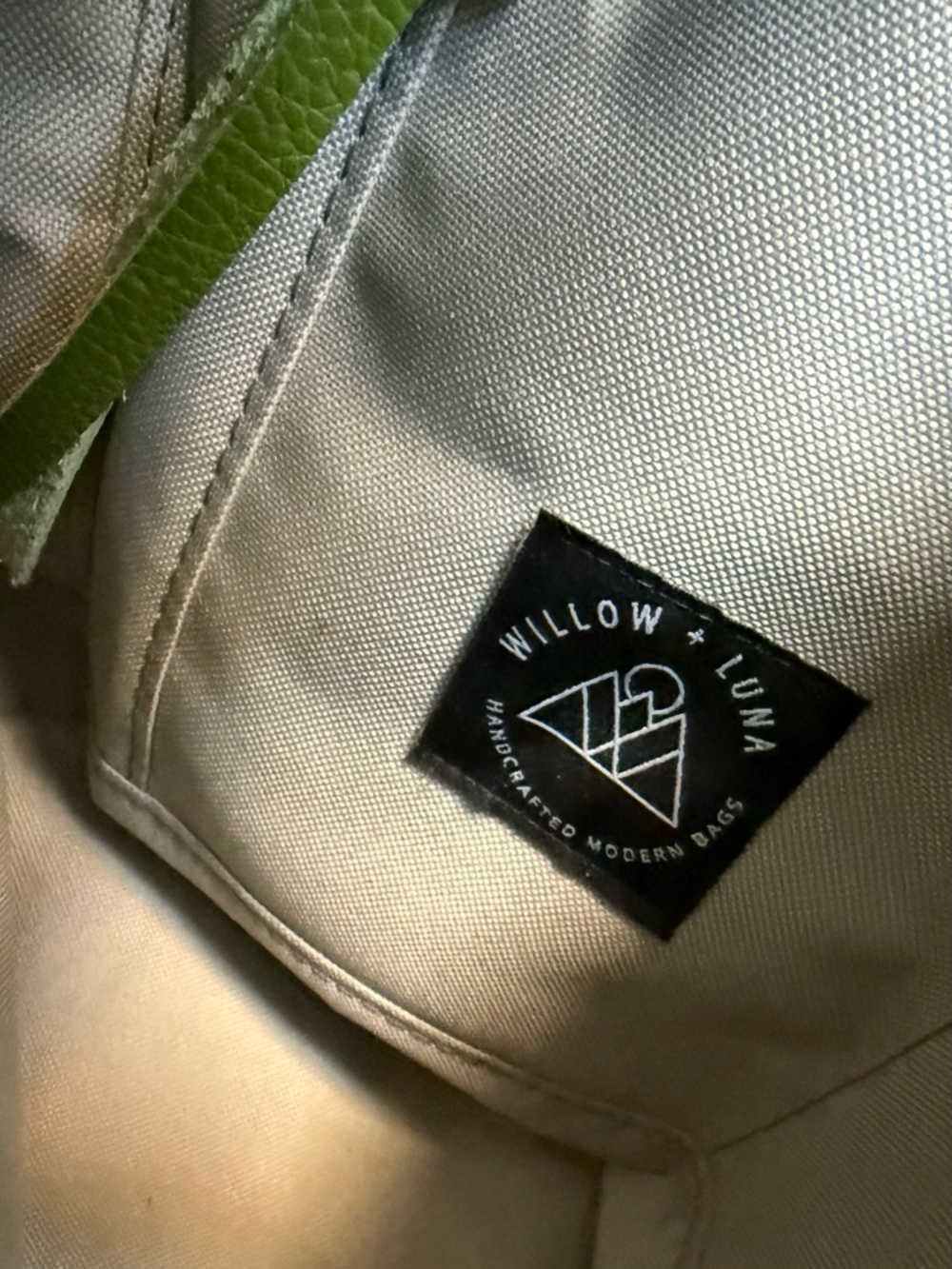 Willow + Luna Green leather fabric bucket bag Mt. Jumbo Alaska NWOT - Picture 6 of 12